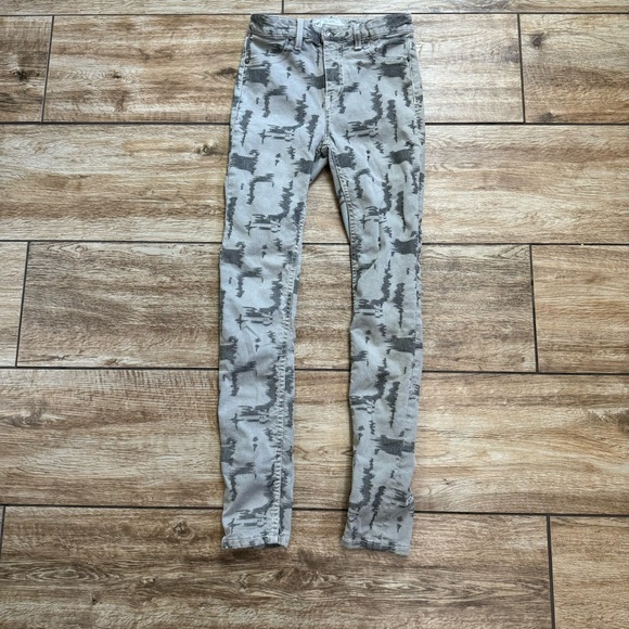 Free People Green Khaki High Rise Skinny Jeans Size 26 Jacquard High Rise Pants - Picture 11 of 13